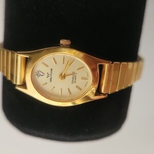 Gold Waltham Watch With Diamond